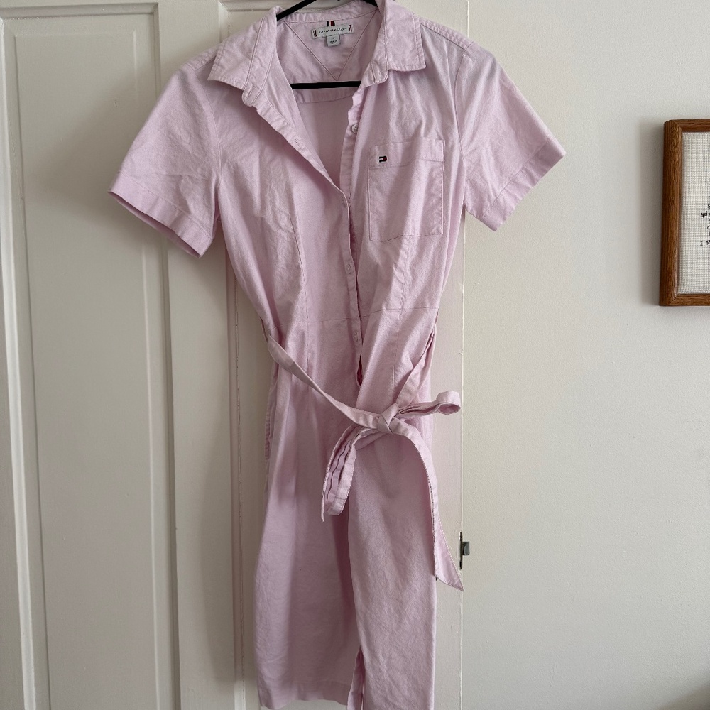 Tommy Hilfiger Shortsleeved Belted Oxford Shirtdress